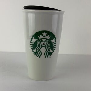 Starbucks Green Logo White Tumbler with Black Lid